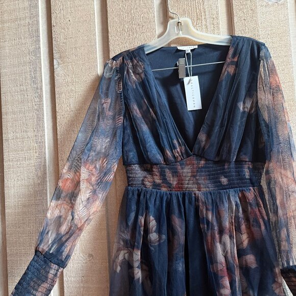 Baltic Born Layla Tulle Maxi Dress - Dark Blue Floral - L - NWT - Picture 2 of 6